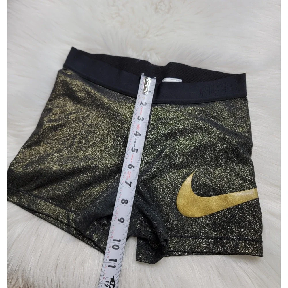 Nike Pro Fitted Shorts Women's Size Medium Black / Gold Shimmer 3